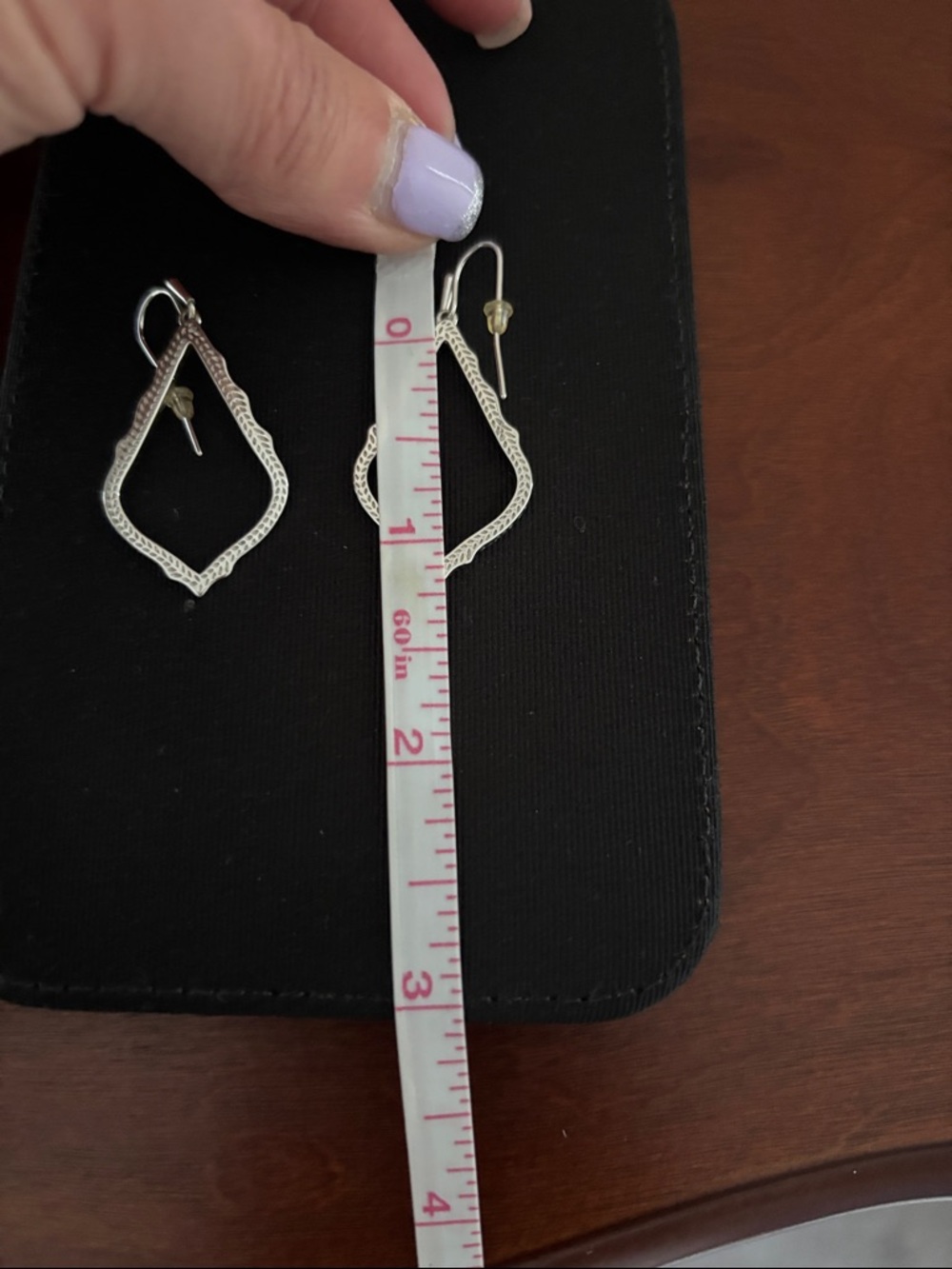Kendra Scott Silver Open Textured Drop Earrings - Picture 5 of 6